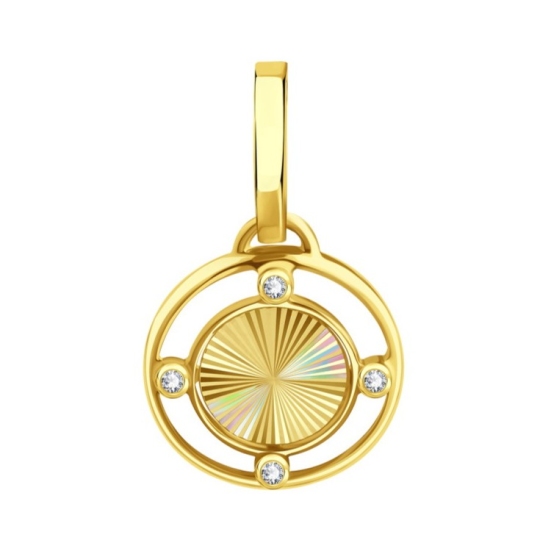Подвеска из лимонного золота с алмазной гранью и фианитами