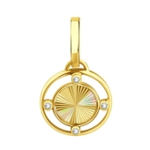 Подвеска из лимонного золота с алмазной гранью и фианитами