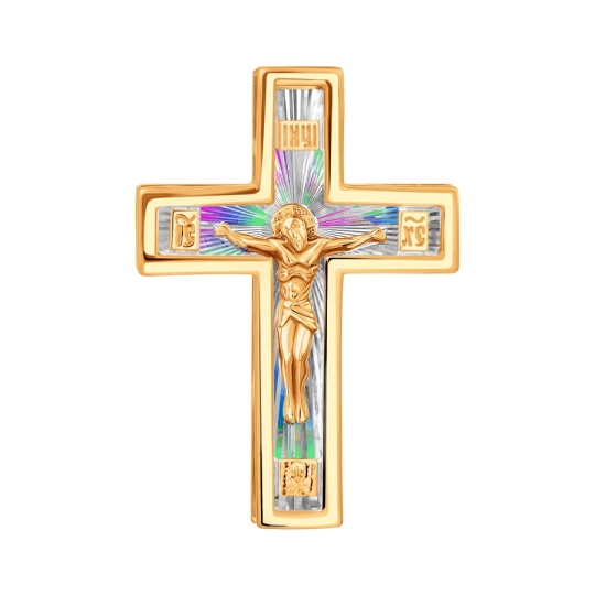 Подвеска-крест из золота с алмазной гранью