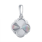 Подвеска из белого золота с алмазной гранью и фианитами