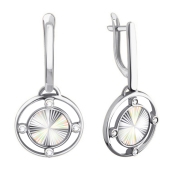 Серьги из белого золота с алмазной гранью и фианитами