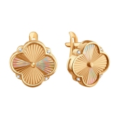 Серьги из золота с алмазной гранью и фианитами