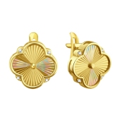 Серьги из лимонного золота с алмазной гранью и фианитами