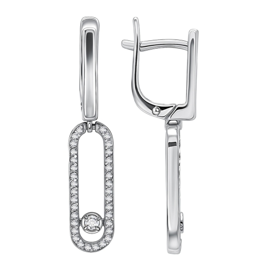 Серьги из серебра с фианитами