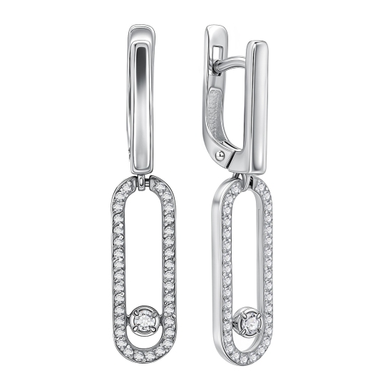 Серьги из серебра с фианитами