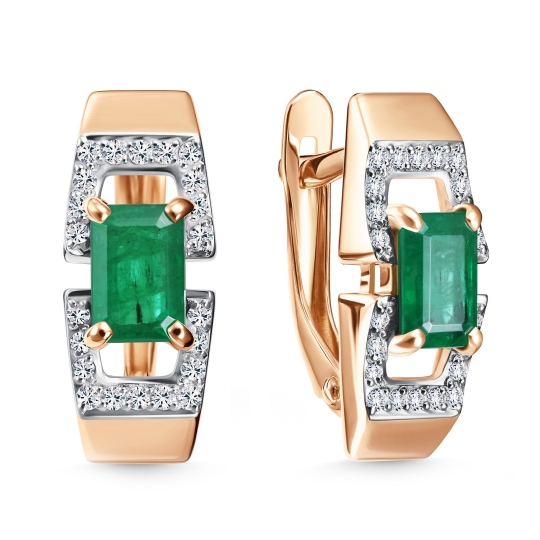 Серьги из золота с бриллиантами и изумрудом