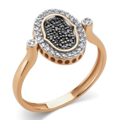 Кольцо-трансформер из золота с бриллиантами и черными бриллиантами