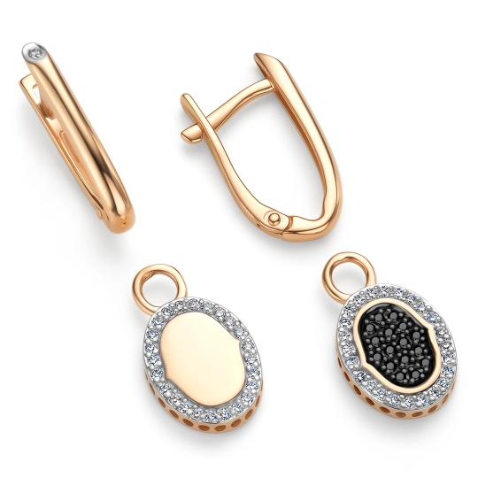 Серьги-трансформеры из золота с бриллиантами и черными бриллиантами