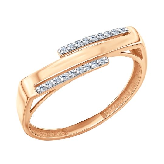 Кольцо-печатка из золота с фианитами