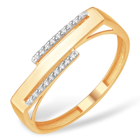 Кольцо-печатка из золота с фианитами