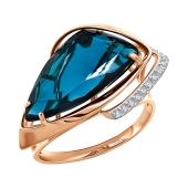 Кольцо из золота с ситаллом топаз London и фианитами