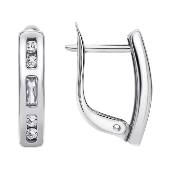 Серьги из серебра с фианитами