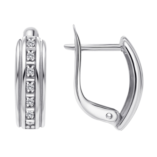 Серьги из серебра с фианитами