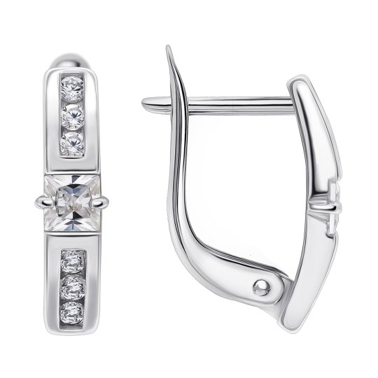 Серьги из серебра с фианитами