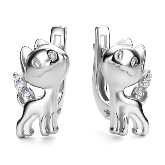 Серьги из серебра с фианитами
