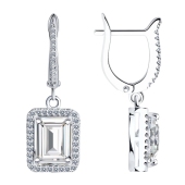 Серьги из серебра с фианитами