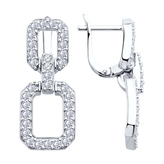 Серьги из серебра с фианитами