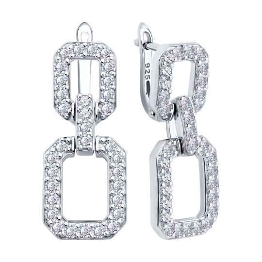 Серьги из серебра с фианитами