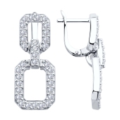 Серьги из серебра с фианитами