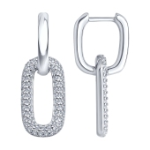 Серьги-трансформеры из серебра с фианитами