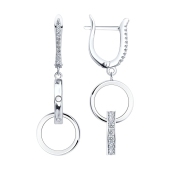 Серьги из серебра с фианитами