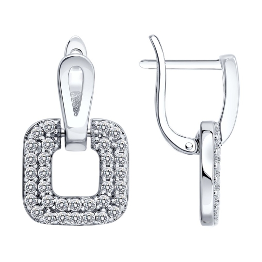 Серьги из серебра с фианитами