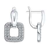 Серьги из серебра с фианитами