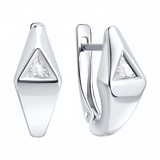 Серьги из серебра с фианитами