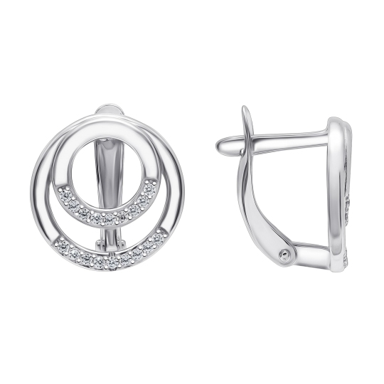 Серьги из серебра с фианитами