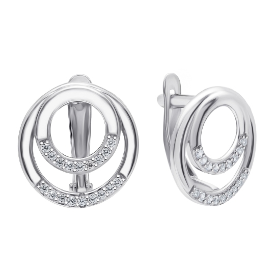 Серьги из серебра с фианитами