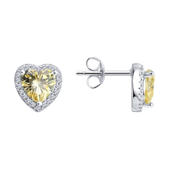 Серьги из серебра с фианитами