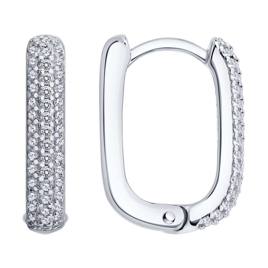 Серьги из серебра с фианитами