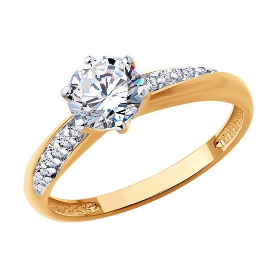 Кольцо из серебра с позолотой и фианитами