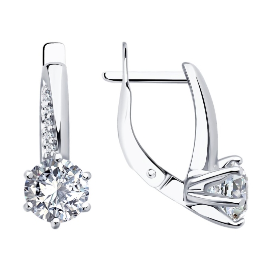 Серьги из серебра с фианитами