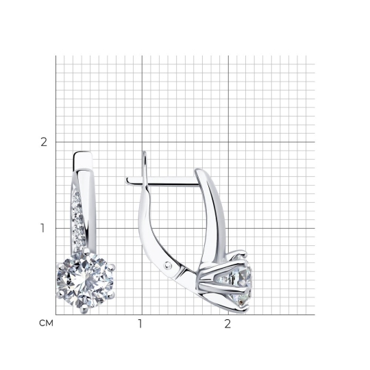 Серьги из серебра с фианитами