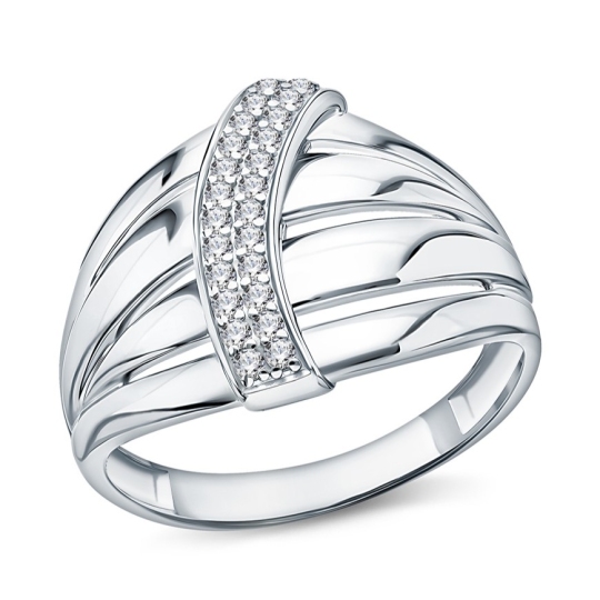 Кольцо из серебра с фианитами