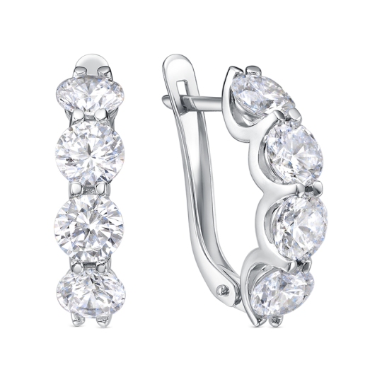 Серьги из серебра с фианитами