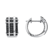 Серьги из серебра с черными фианитами