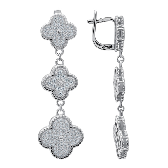 Серьги из серебра с фианитами