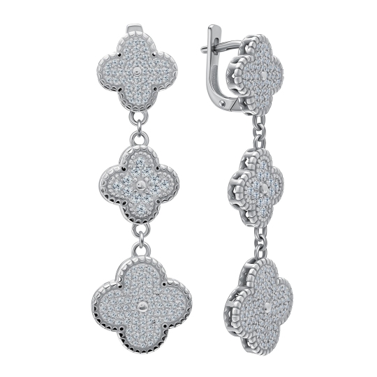 Серьги из серебра с фианитами