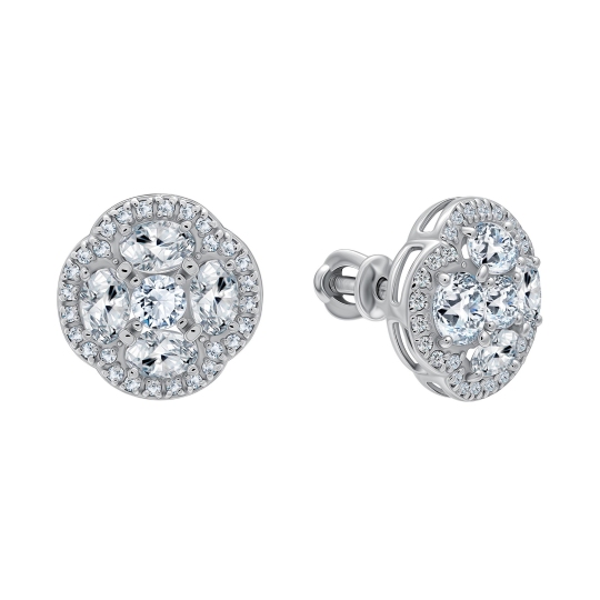 Серьги из серебра с фианитами