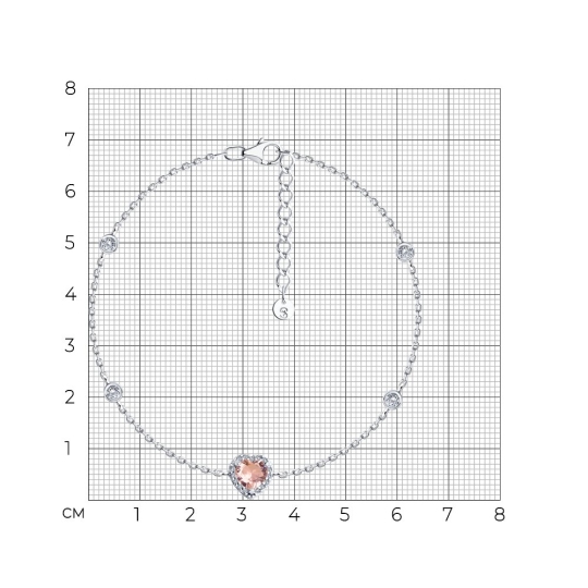 Браслет из серебра с ювелирным кристаллом и фианитами