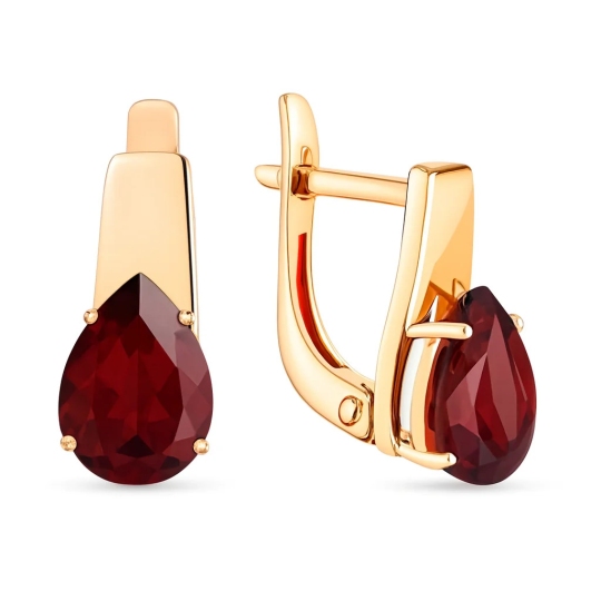 Серьги из золота с гранатами