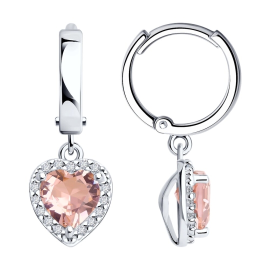 Серьги из серебра с ювелирными кристаллами и фианитами