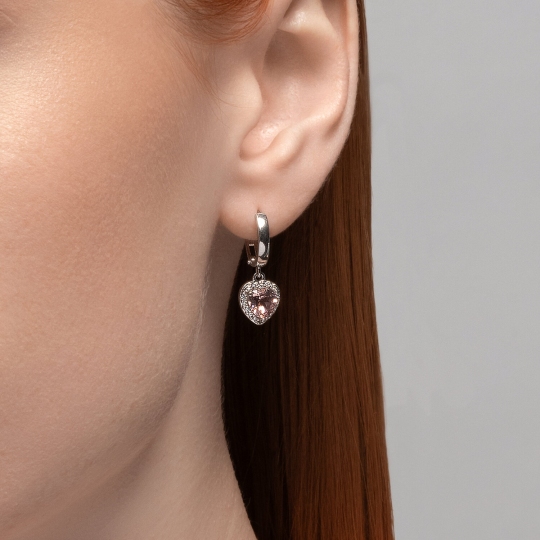 Серьги из серебра с ювелирными кристаллами и фианитами