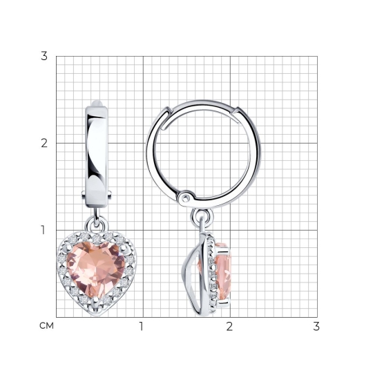 Серьги из серебра с ювелирными кристаллами и фианитами