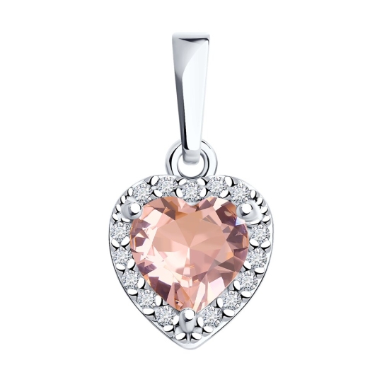 Подвеска из серебра с ювелирным кристаллом и фианитами