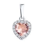 Подвеска из серебра с ювелирным кристаллом и фианитами