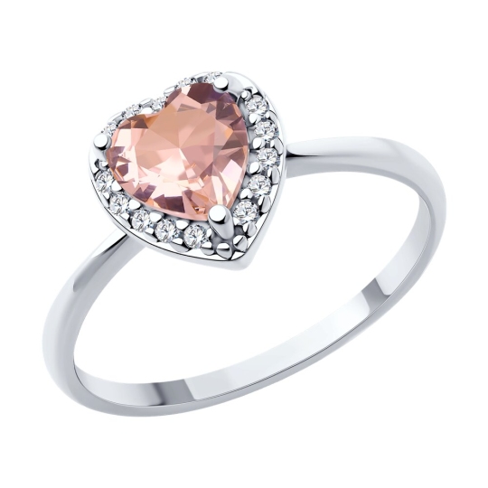 Кольцо из серебра с ювелирным кристаллом и фианитами