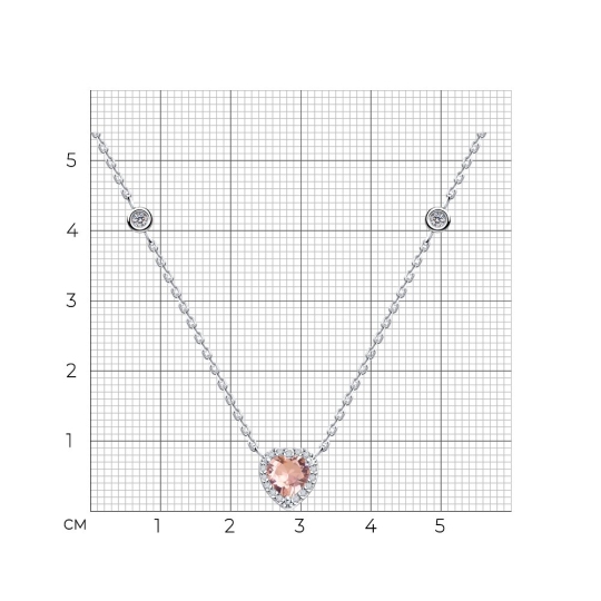 Колье из серебра с ювелирным кристаллом и фианитами